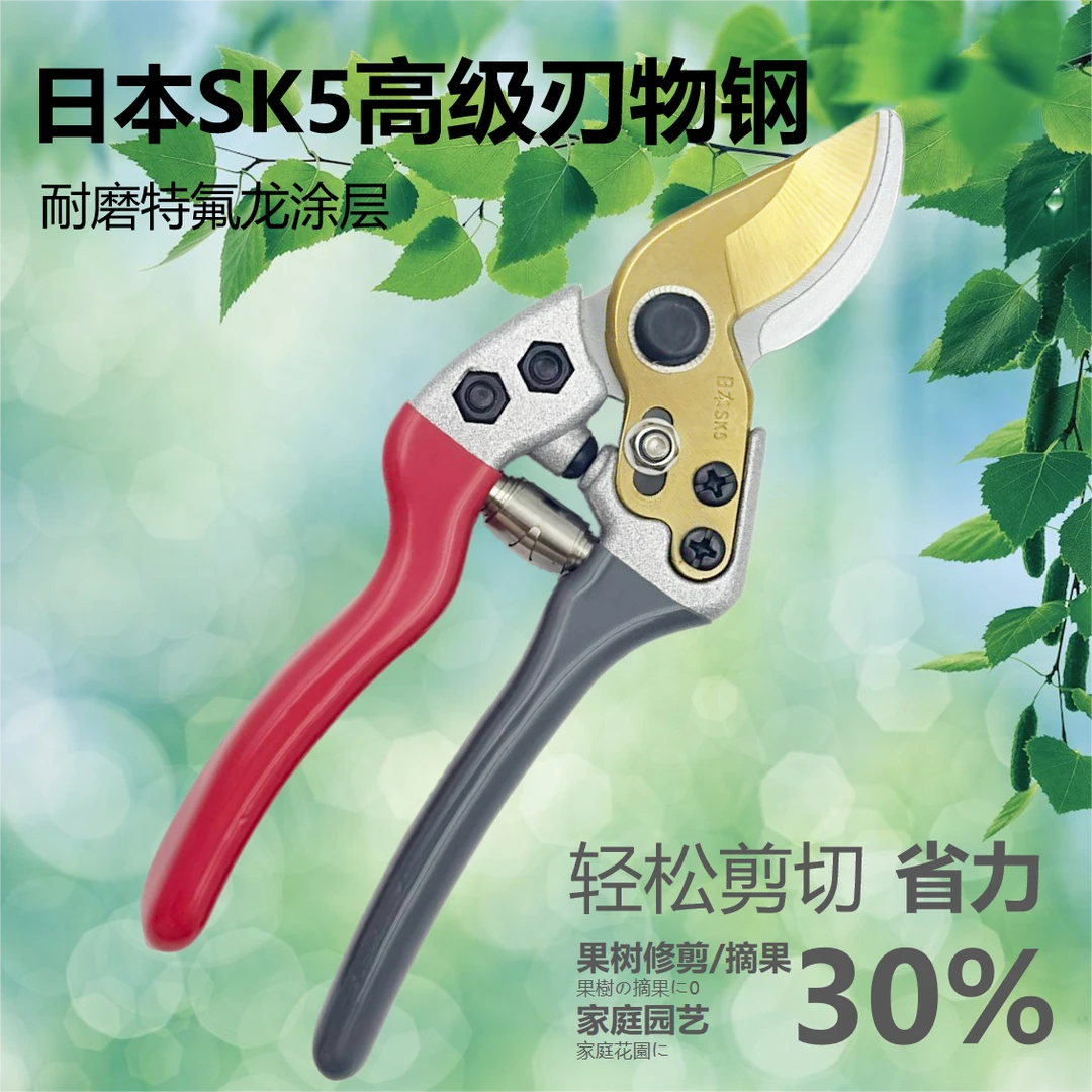 特氟龙剪枝树剪强力加厚sk5钢果树花枝园林园艺花艺省力鹰嘴利刃