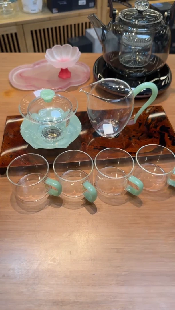 【闪购商品】1福容雅韵公杯+茗园盖碗+佰享杯4只/浅玉