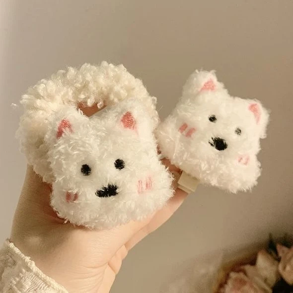 高地腮红毛绒小狗发圈可爱软萌少女发夹甜美ins学生刘海发饰发卡