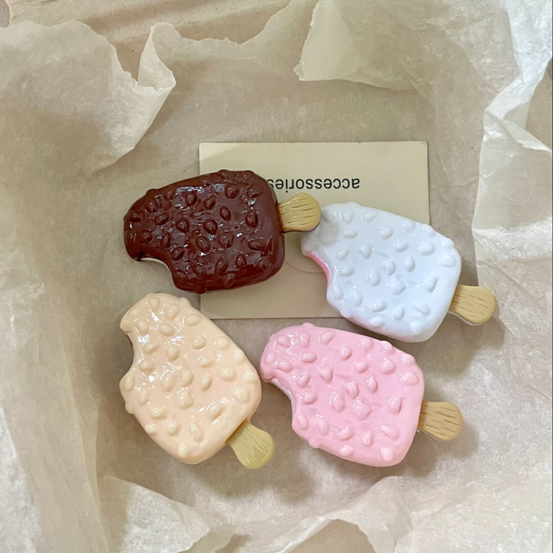 脆皮冰棒发夹可爱趣味冰淇淋发卡鸭嘴夹搞怪仿真发饰侧边夹刘海夹