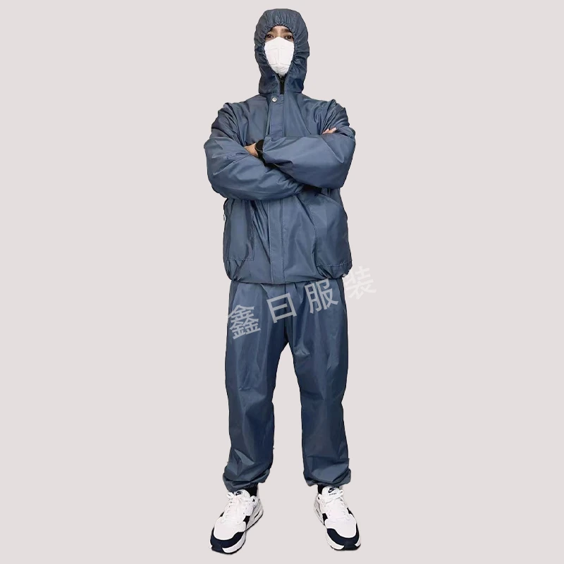 防尘服耐磨防风舒适分体宽松大码通用防水连帽服装厂不粘毛工作服