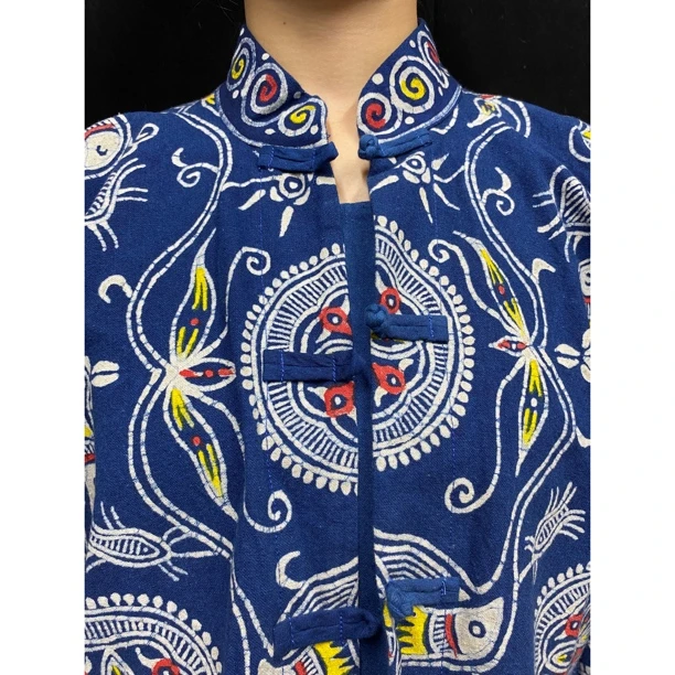 纯手工画蜡植物染彩蜡开衫外套