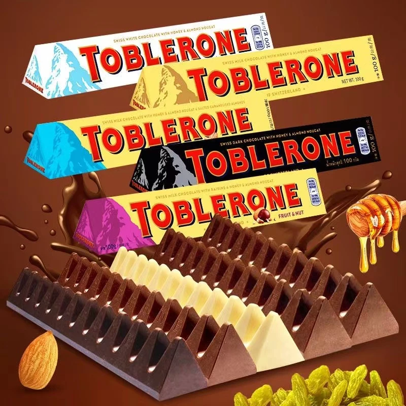 瑞士Toblerone三角巧克力5种口味牛奶黑白巧巴旦木蜂蜜杏仁条装