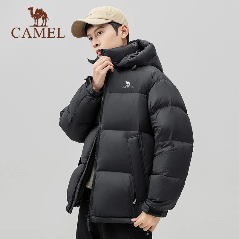 CAMEL骆驼连帽羽绒服男士外套冬季新款加绒保暖面包棉服棉袄男生