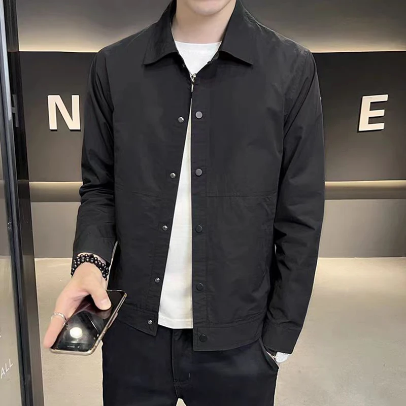 FC2025新款春秋翻领开衫修身夹克长袖休闲男外套帅气百搭男士