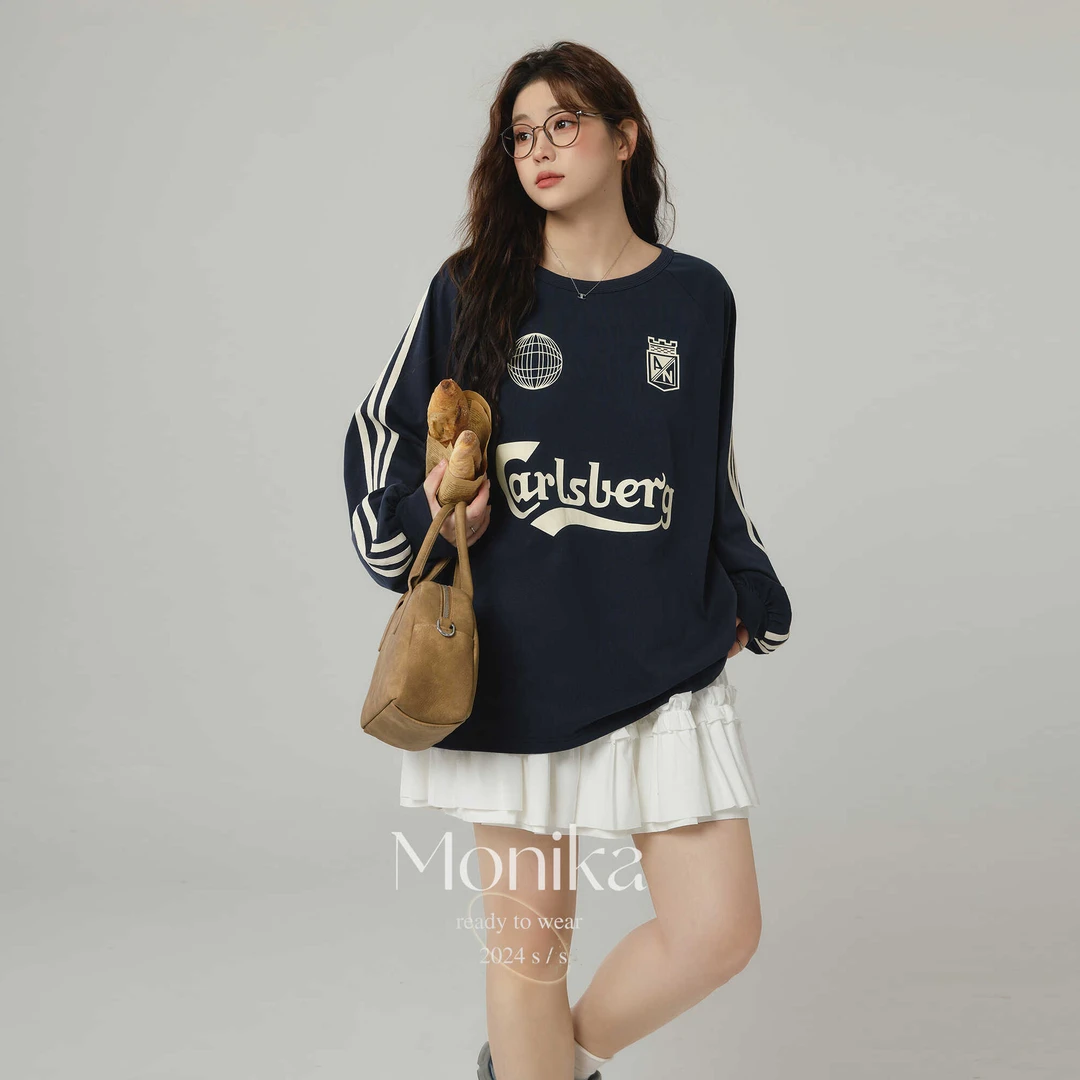 大码2024新款女秋装宽松大码中长款长袖t恤卫衣胖mm休闲上衣75459