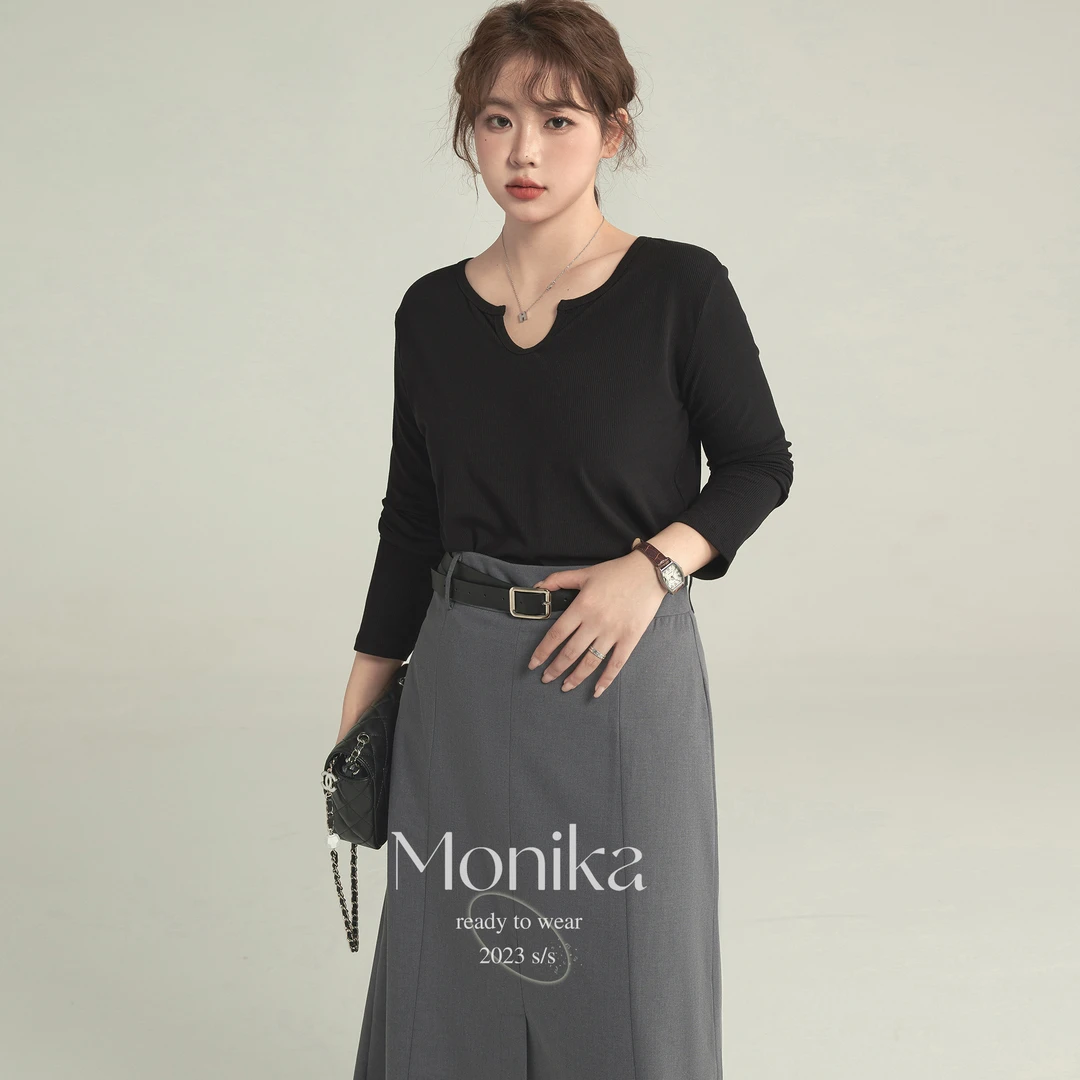 大码女装设计感打底衫女微胖MM遮肚显瘦正肩长袖上衣藏肉T恤4401