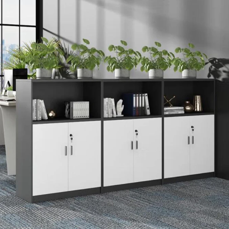 办公室柜储物带锁小型文件柜矮柜木质资料柜打印机柜档案隔断边柜