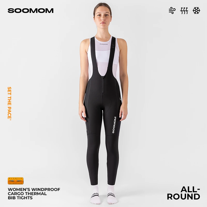 SOOMOM | ALL-ROUND女士公路车防风抓绒储物背带骑行长裤