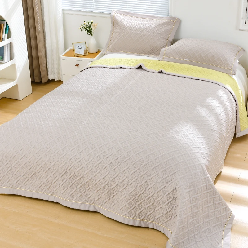 【回字格-香槟色轻奢床盖】四季双面可用万针绗缝防滑可机洗多功能