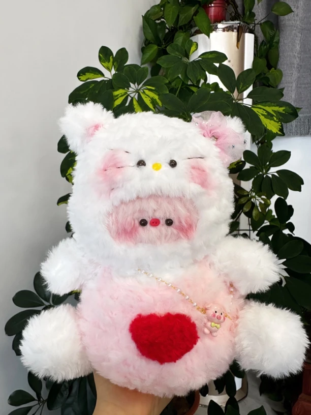 毛线皮草线纯手工钩织变装猪一窝Kitty关节款