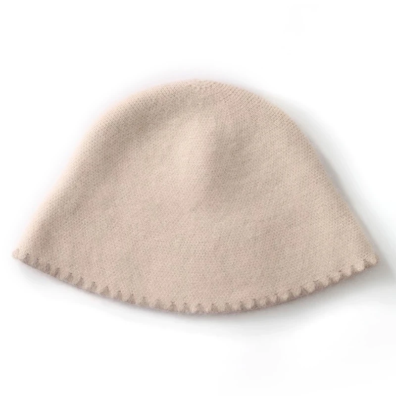 秋冬季韩潮流气质高雅纯羊绒加厚渔夫帽防晒休闲帽女大头围百搭