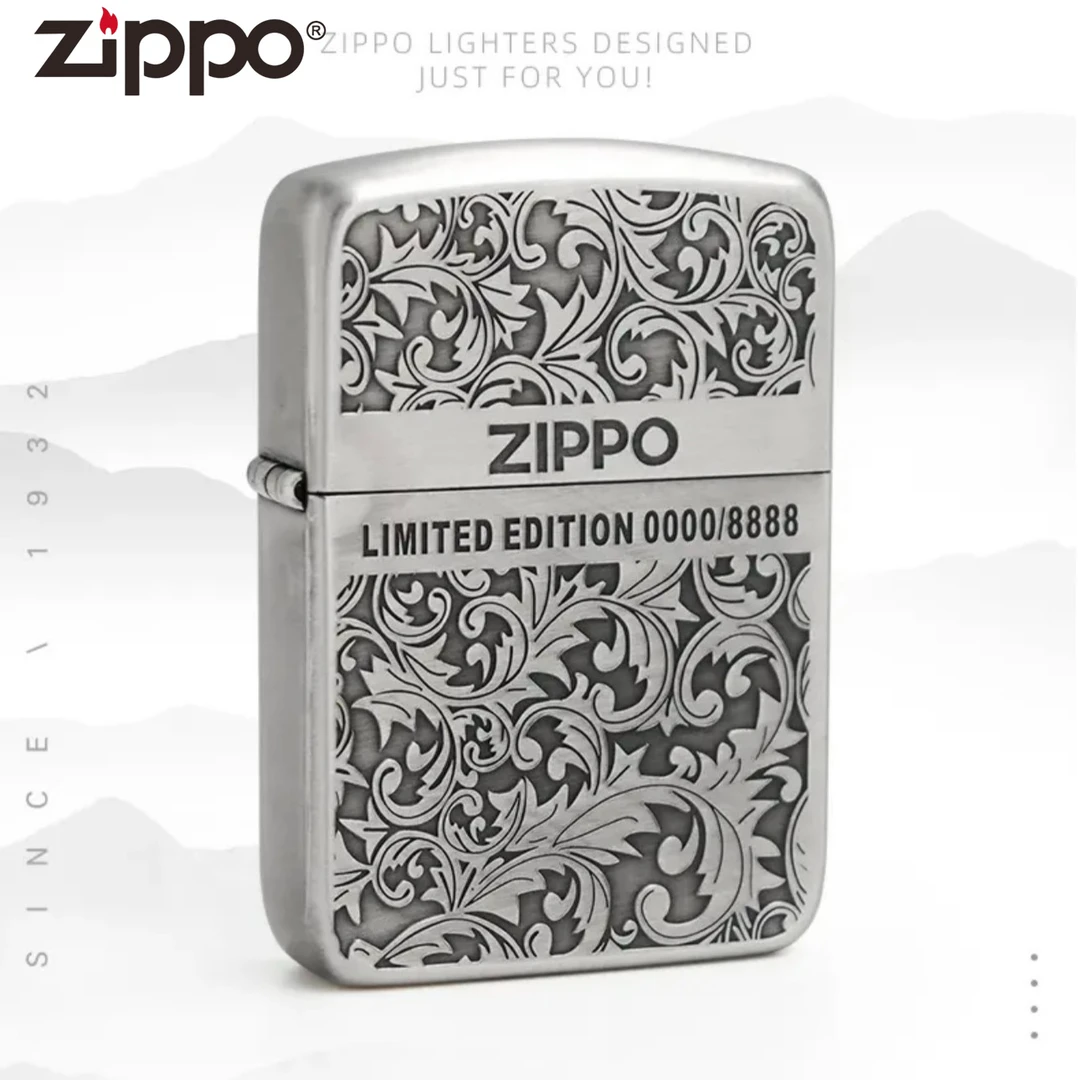 ZIPPO打火机1941复刻古银双面唐草收藏防风送男朋友礼物DYJ1
