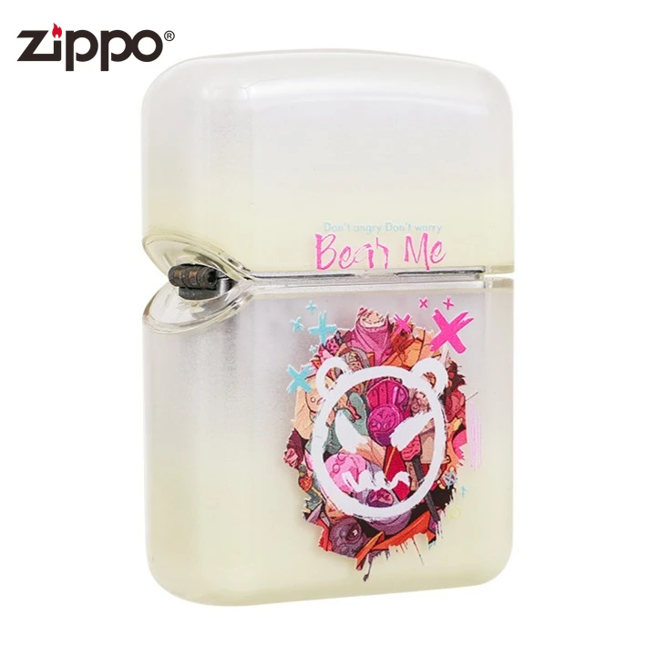 打火机ZIPPO正品米色流沙·笑脸熊防风防风煤油打火机DY9902TP
