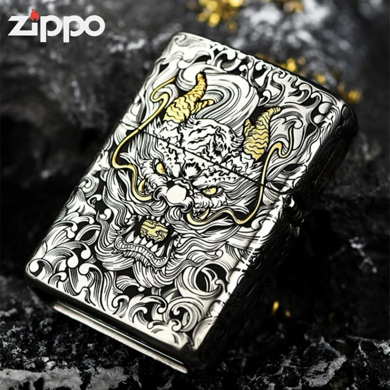 ZIPPO打火机 错金银-鱼跃龙门-关云长钢机珍品防风打火机DY9902JY