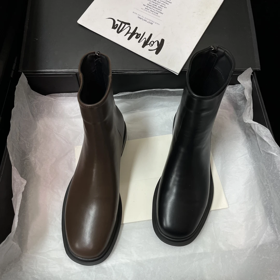 【松露黑巧】2024新款百搭英伦风复古显瘦马丁靴短筒靴3888-1