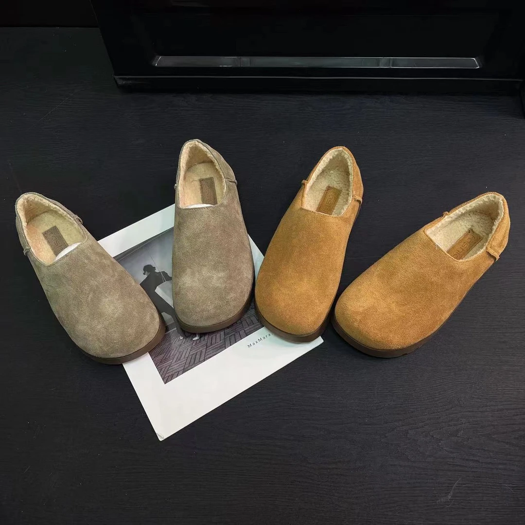 【慵懒日记】加绒勃肯鞋女2024新款一脚蹬毛毛鞋豆豆休闲单鞋6008