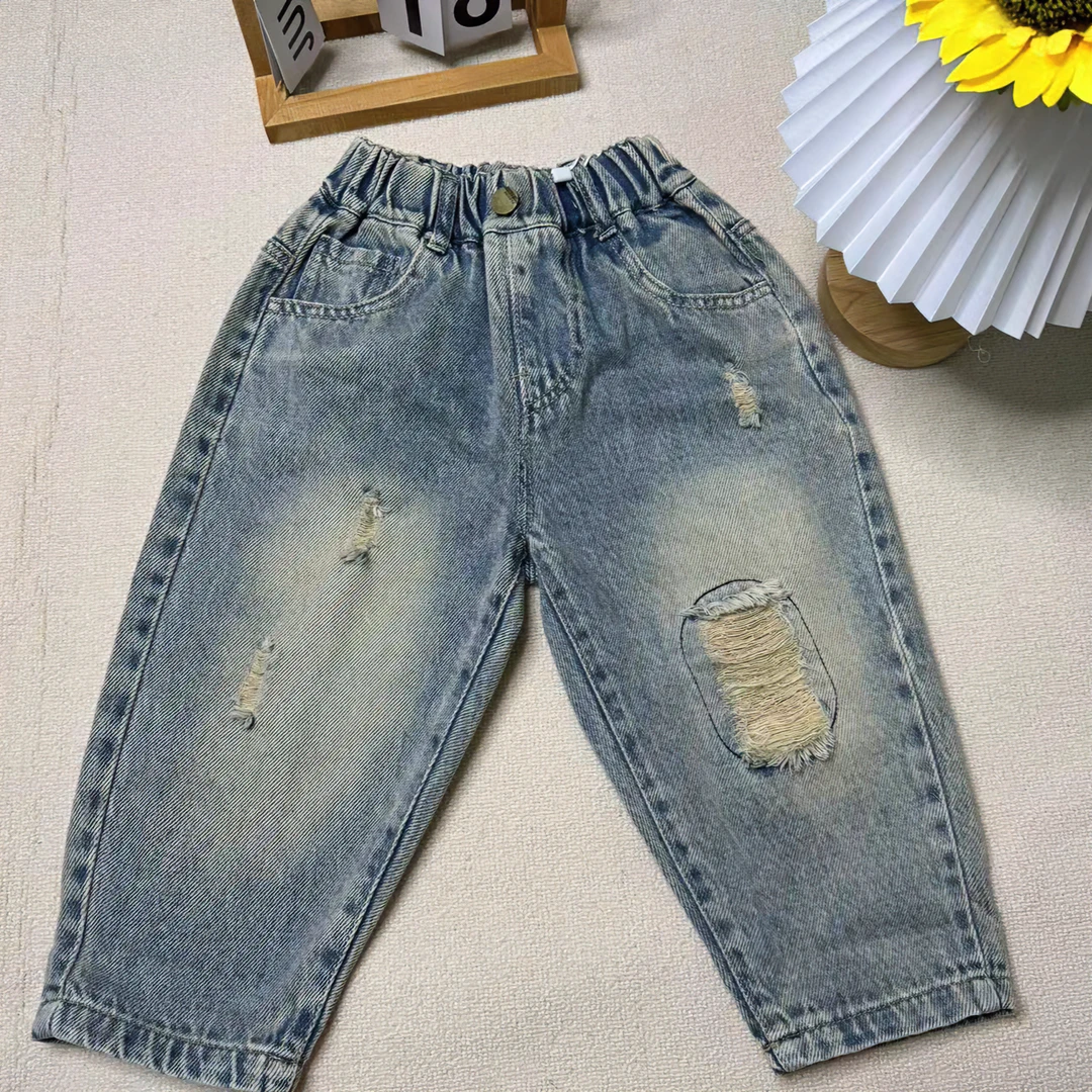 男童裤子春秋2024新款洋气男孩秋季休闲裤帅酷秋款长裤儿童牛仔裤