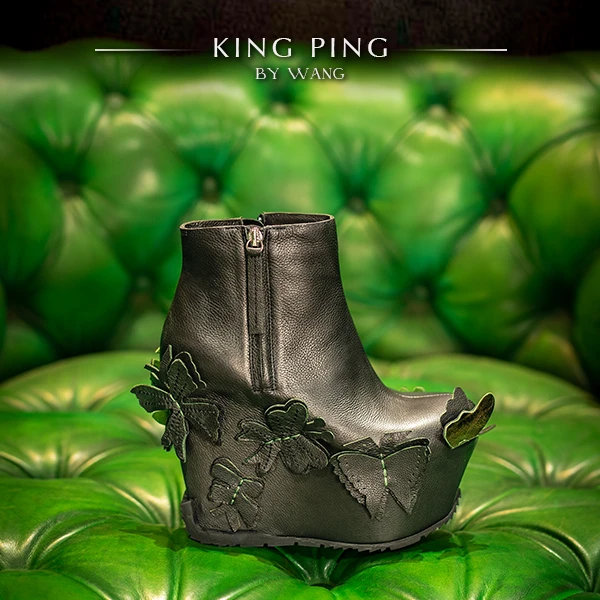 『静待花开』KING PING by WANG原创手工高水台女鞋时尚女士秋冬