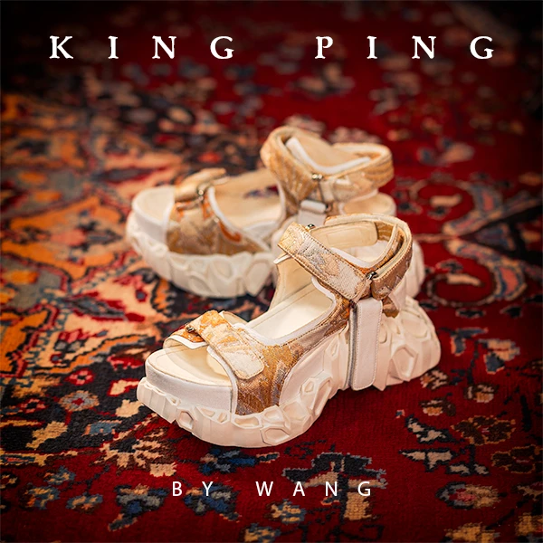KING PING By WANG原创设计师品牌高水台夏季缂丝凉鞋时尚