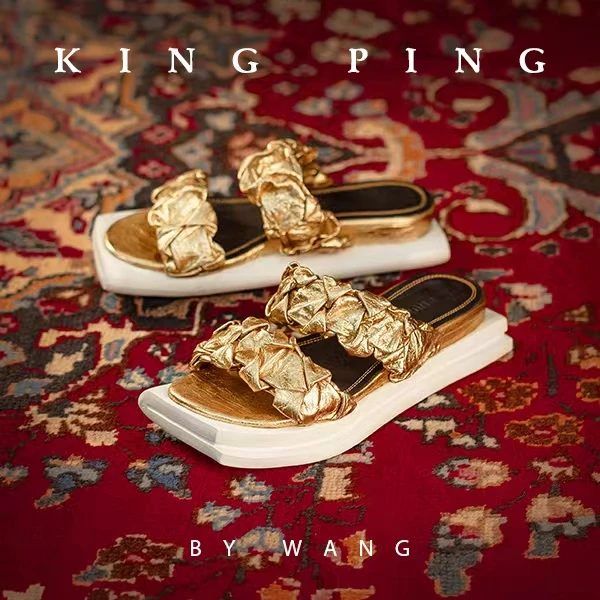 KING PING By WANG原创夏季气质凉鞋女士时尚小众设计师