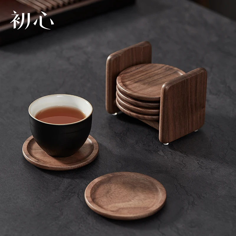 初心实木高档茶杯垫茶杯隔热垫托茶托家用功夫茶托组茶具茶道配件