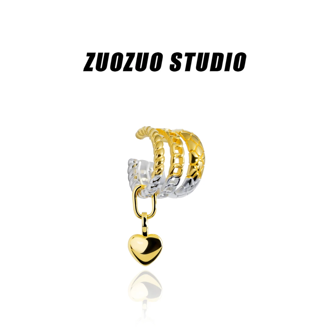 925银耳饰 气质轻奢百搭简约小众欧美双色耳骨夹渐变耳骨夹