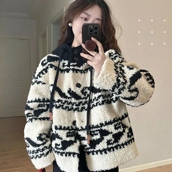 法式氛围感穿搭宽松加厚保暖外套女冬季新款超百搭时髦开衫毛衣潮