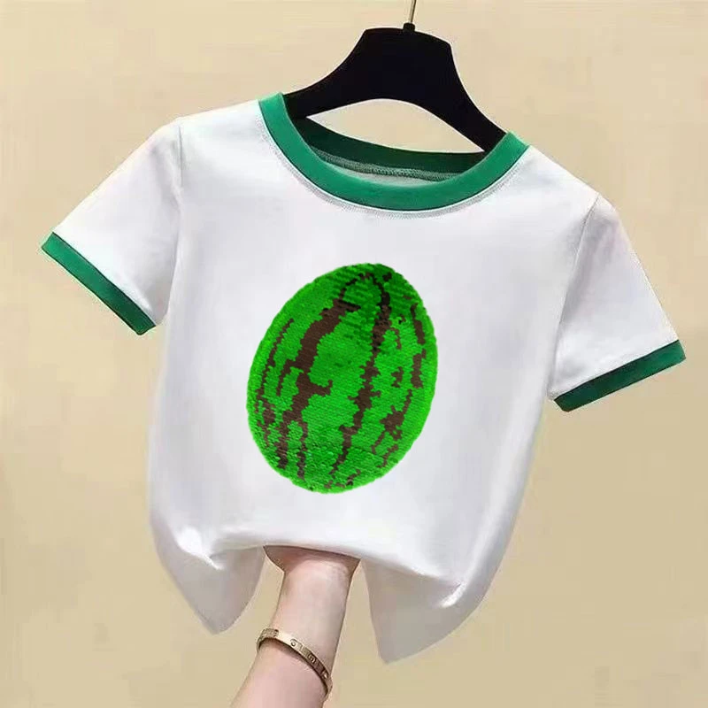 2024年新款儿童变色棉t恤夏装中小男童女宝亮片百搭休闲上衣薄款