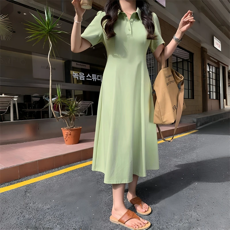 断码捡漏~~清冷趣味 / Polo领奶乖连衣裙9495花契200斤胖mm夏季
