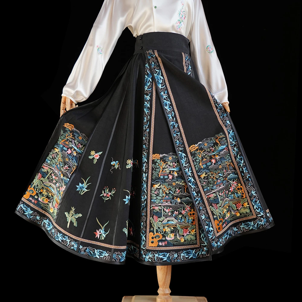 22片游园惊梦黑色香云纱百搭马面裙