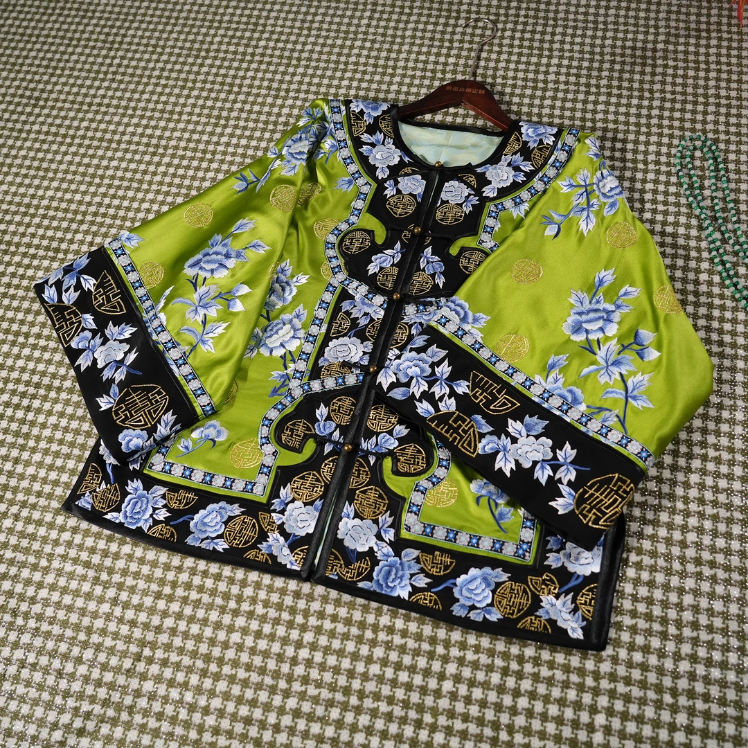 桑蚕丝中国风传统国风重工刺绣太太服对襟