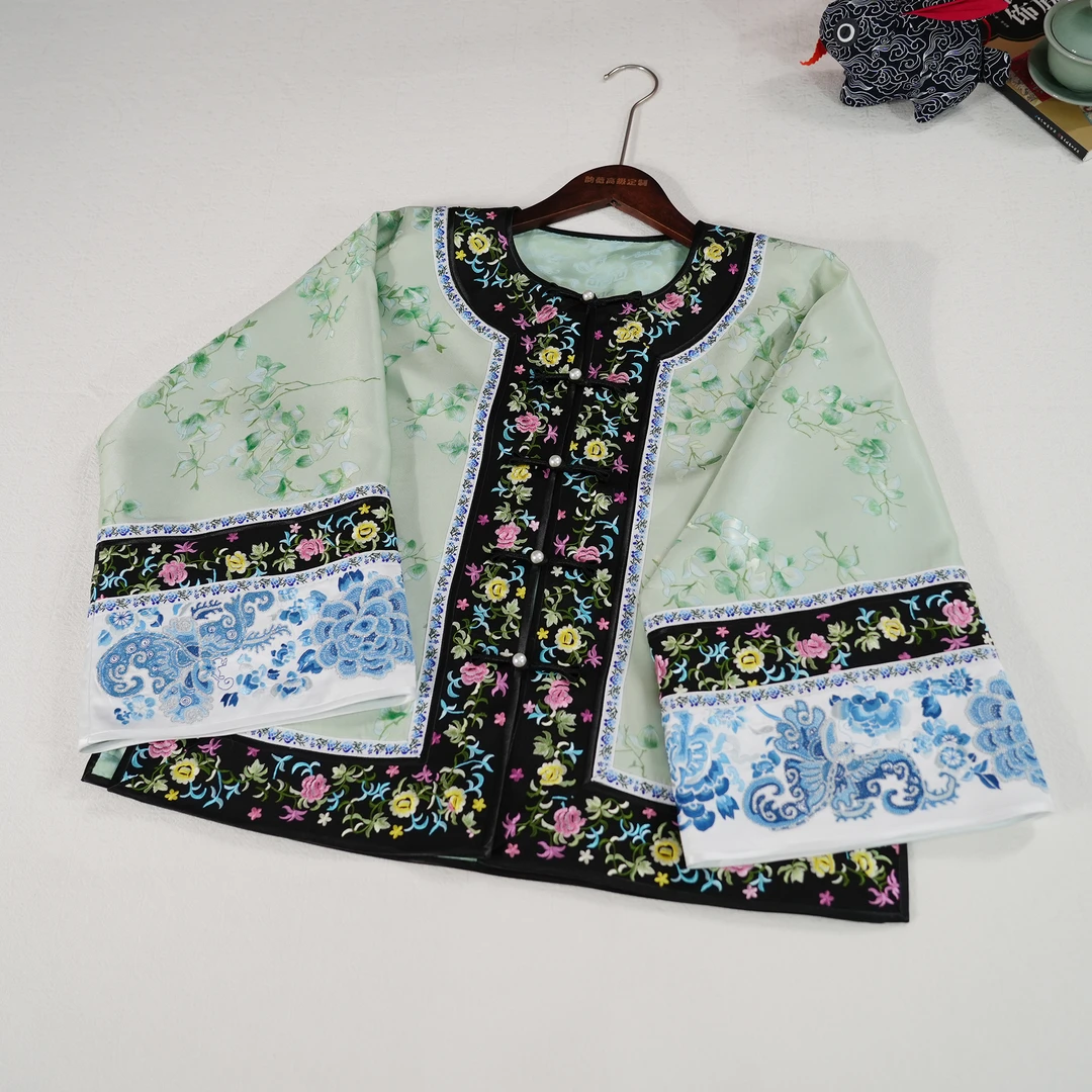 春秋冬桑蚕丝上衣中国风传统国风对襟重工刺绣太太服