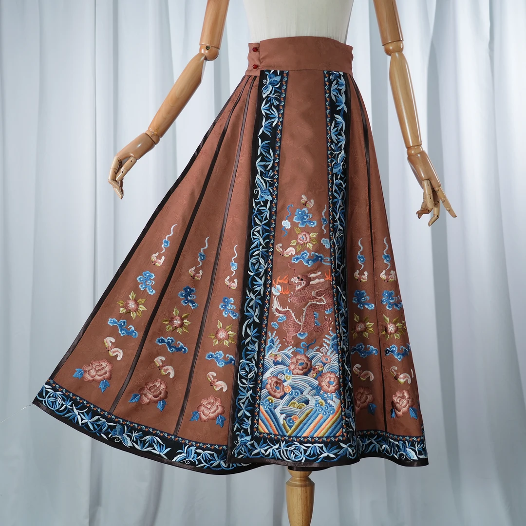 桑蚕丝马面裙中国风传统国风复古重工刺绣马面裙