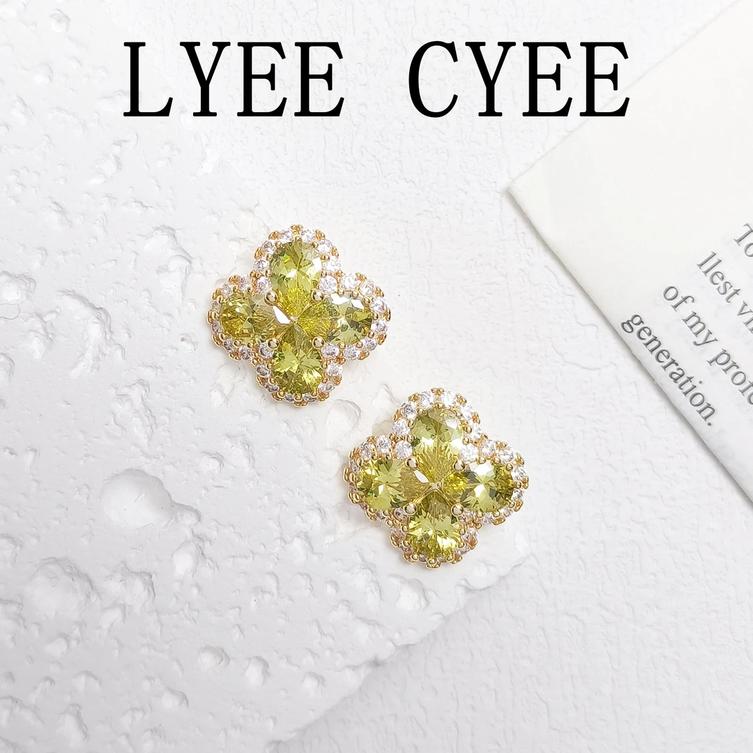 铜合金合成锆石耳饰 WLY-001565【夕阳映辉】耳环气质欧美百搭时尚