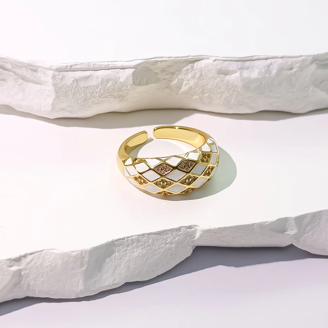 铜合金珐琅戒指 WJH-000949【轻纱】戒指时尚气质简约百搭欧美