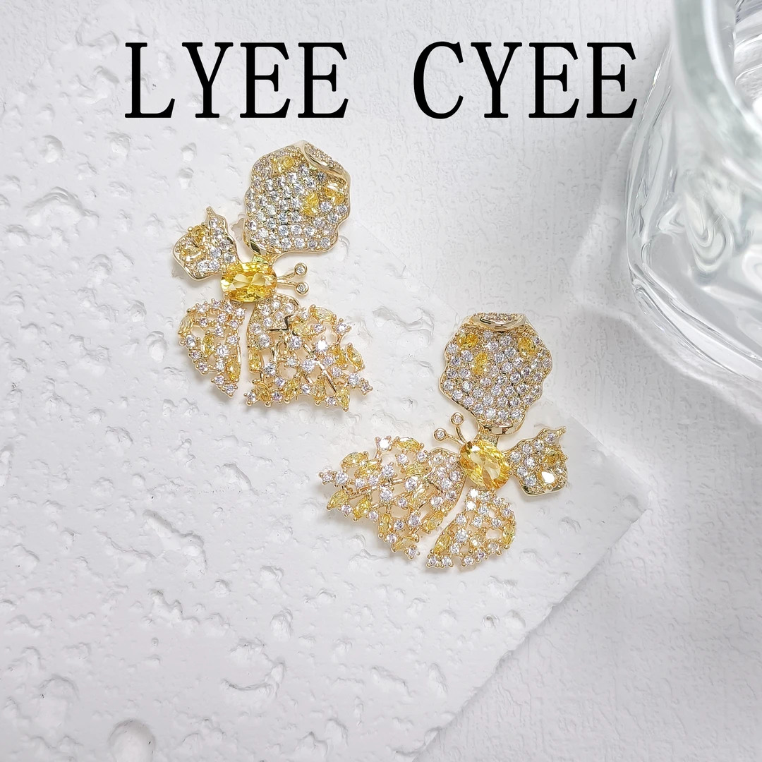 铜合金合成锆石耳饰 WLY-001712【彩霞之舞】耳环气质时尚简约小众