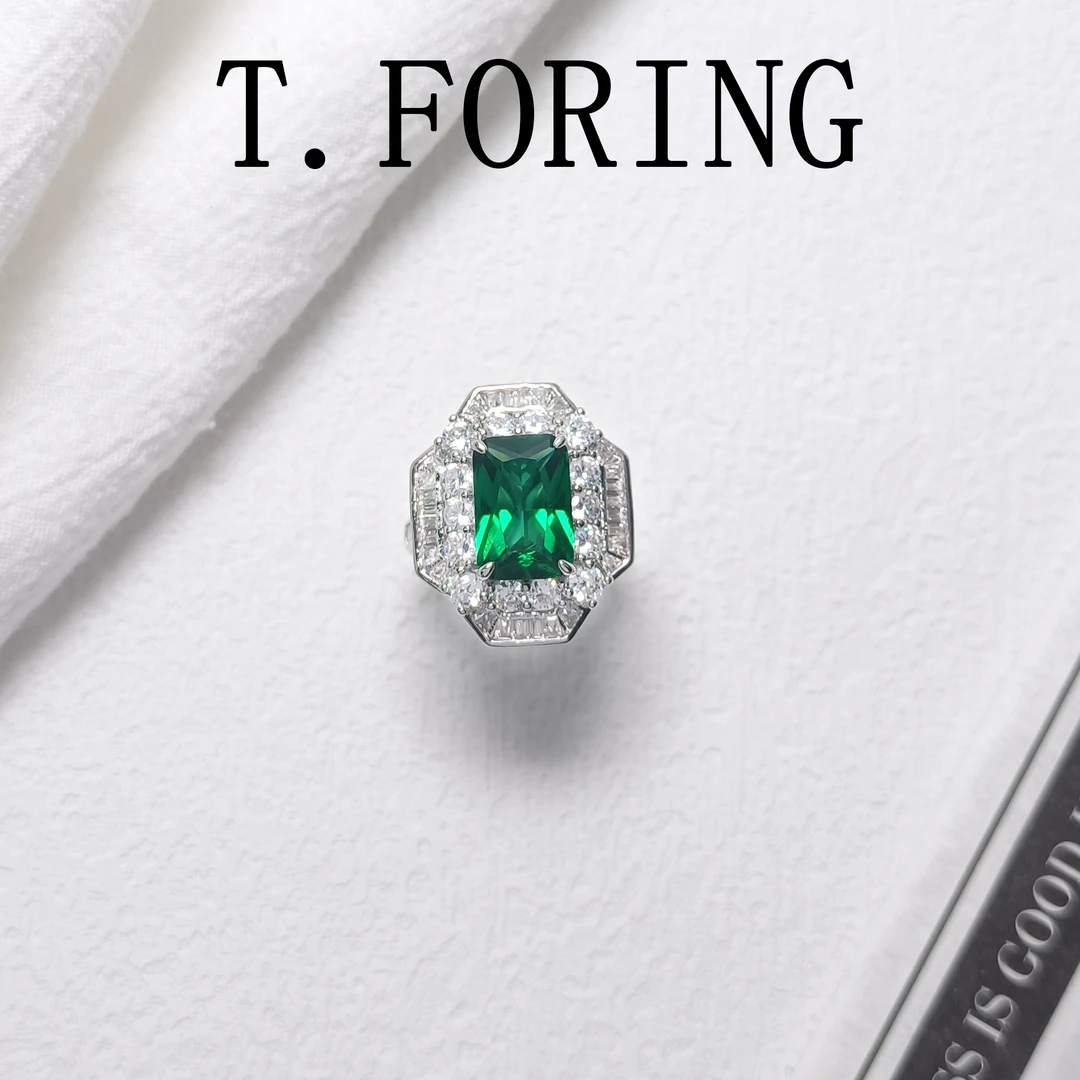 铜合金合成锆石戒指 WHSM-001552【星空翠韵】戒指气质精致小众时尚