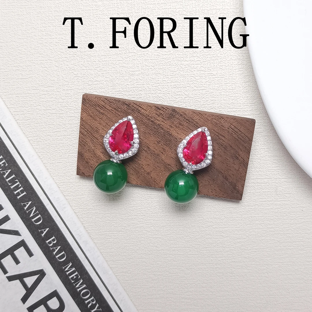 铜合金合成锆石耳饰 WHLM-001511【赤焰诗篇】耳环百搭简约欧美气质