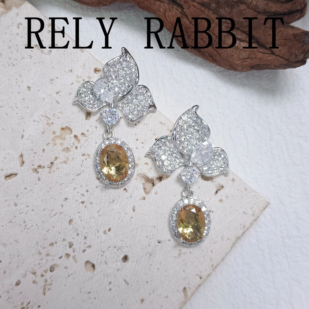 铜合金合成锆石耳饰 WRSS-001814【瑾绿碧璇】耳环气质时尚简约小众