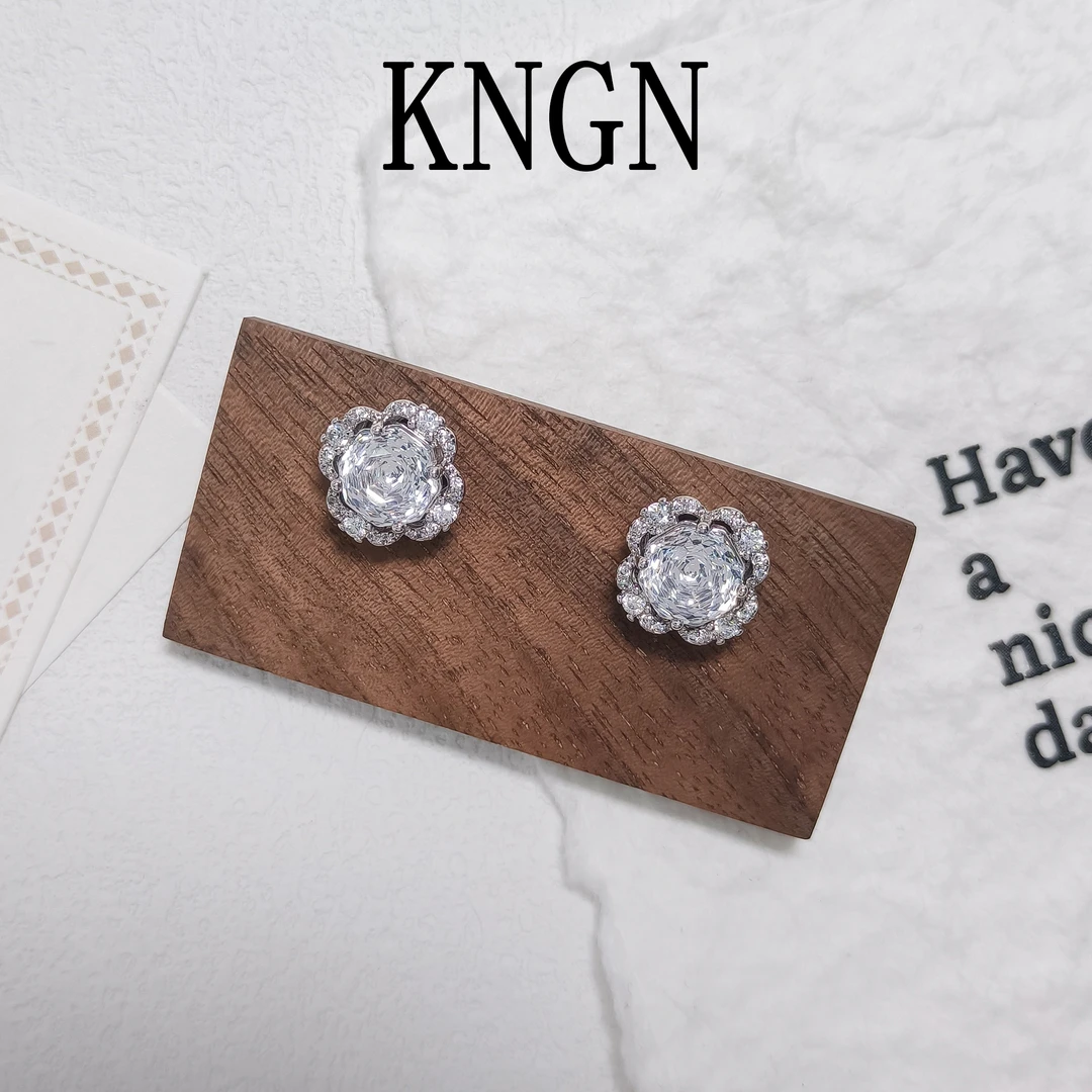 铜合金合成锆石耳饰 WGTL-001651【雪影如梦】耳环气质简约小众