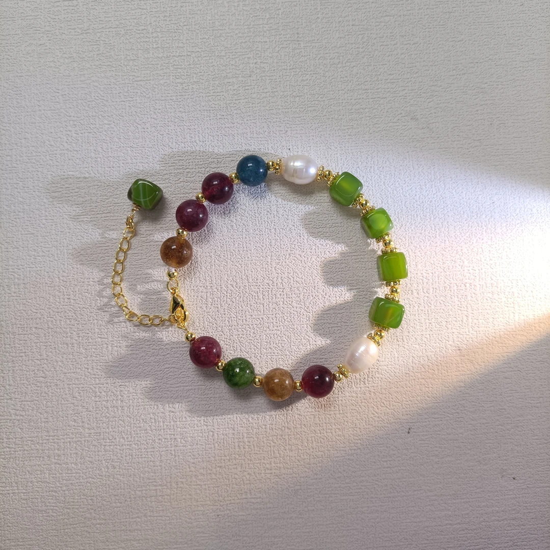 铜合金合成锆石手链 WRSS-001387【翠影如歌】手链优雅气质欧美百搭