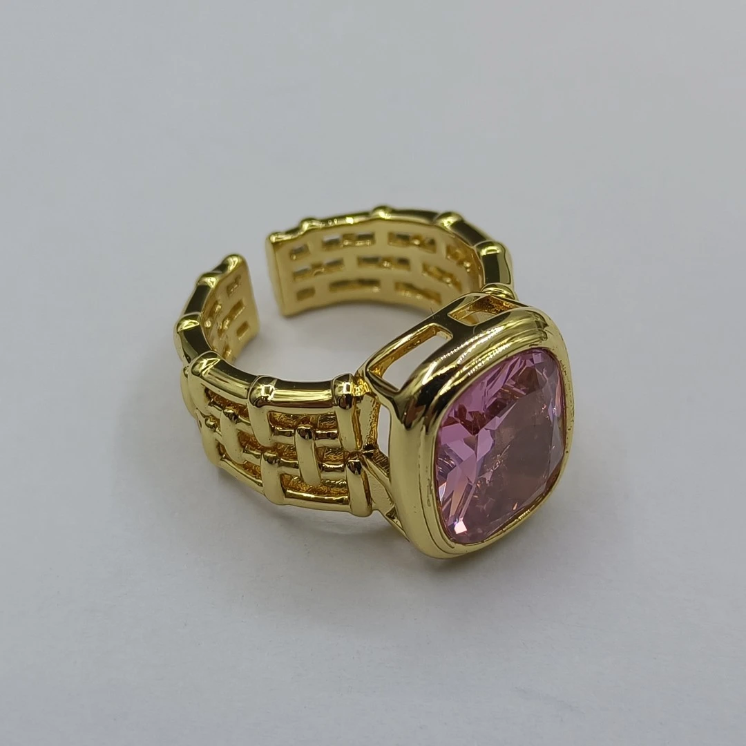 铜合金合成锆石戒指 RSS-37872 GP 戒指百搭轻奢气质精致欧美