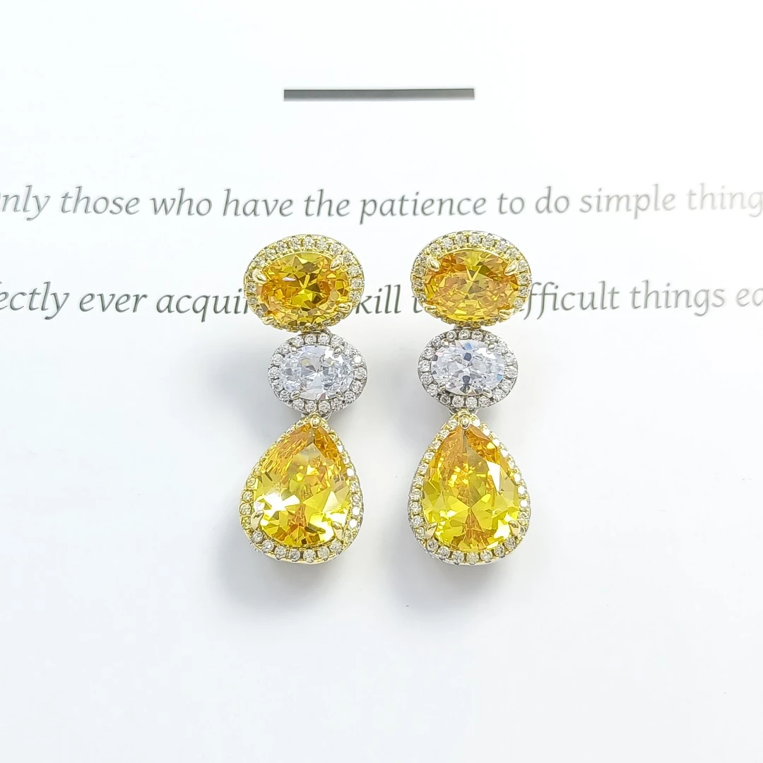 铜合金合成锆石耳饰 HLM-54802 耳环时尚欧美气质百搭简约轻奢