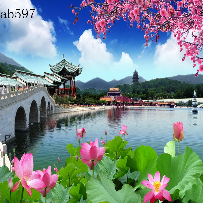 风景画自然风光直播背景布3d背景布户外背景图布背景墙新款无痕