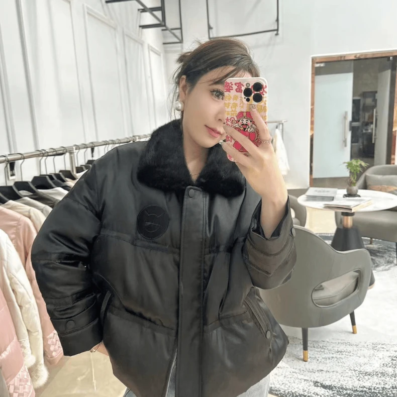 JDJ洁哥2024新款猫咪刺绣鹅绒服时尚加厚水貂鹅绒服外套DF68812