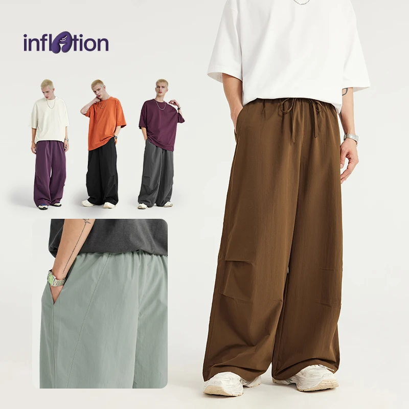 膨胀潮牌A字剪裁立体阔腿裤春夏新品潮牌宽松男士休闲裤垂感长裤