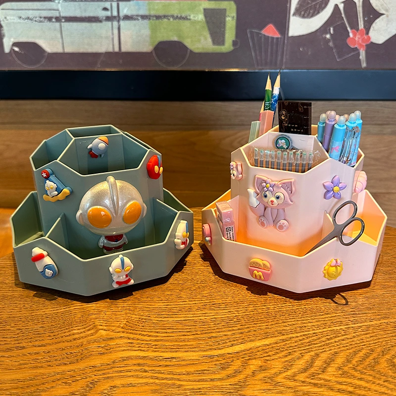 大容量旋转笔筒360度多功能装笔的收纳盒儿童可爱创意小学生桌面