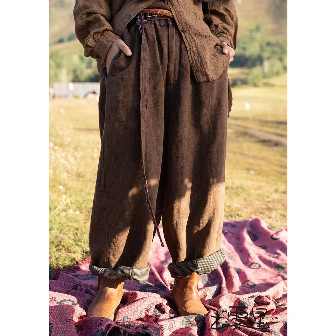 云雾里 原创设计复古文艺宽松随性纯亚麻长裤3118