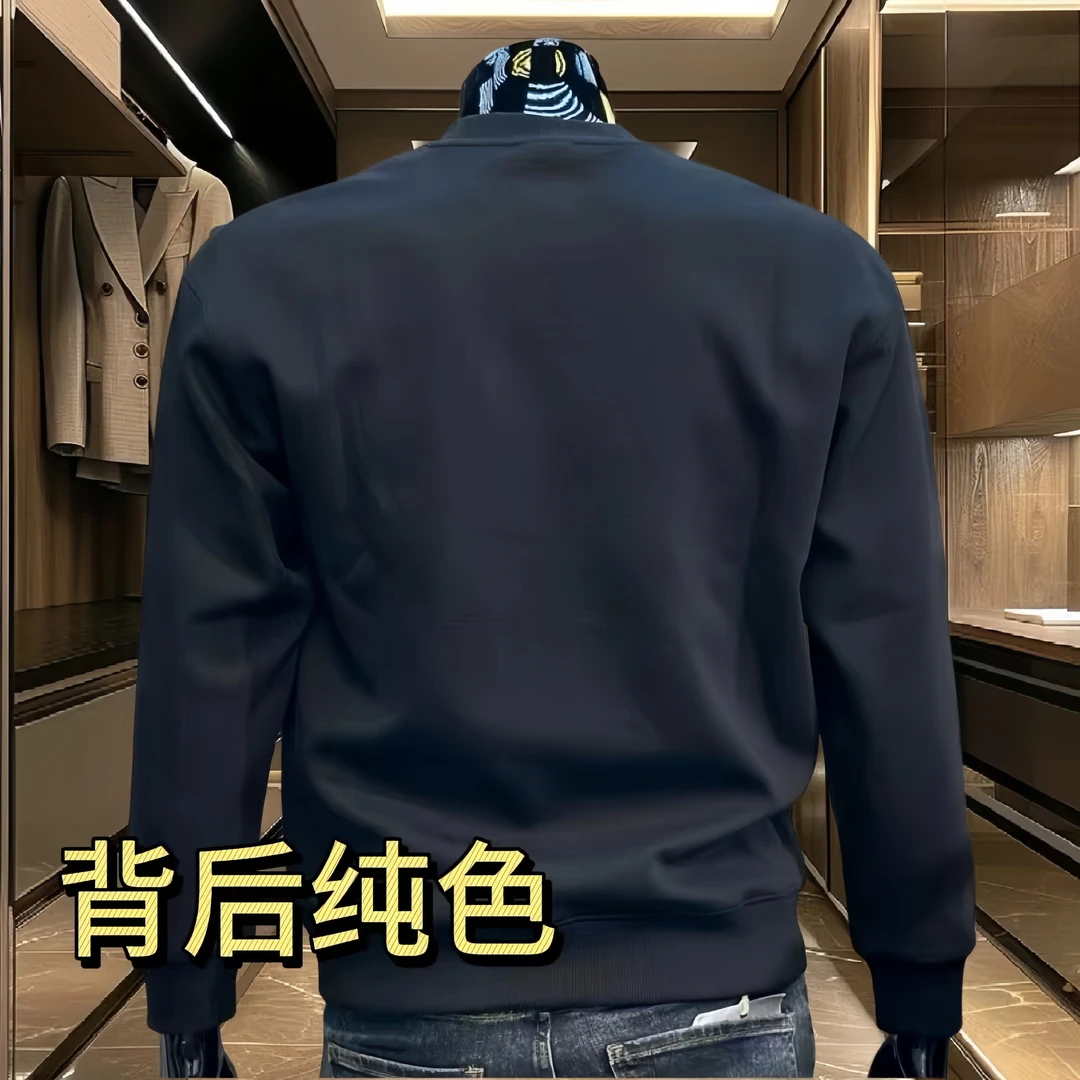 秋冬季新款时尚潮流运动休闲男士百搭印花卫衣修身弹力圆领